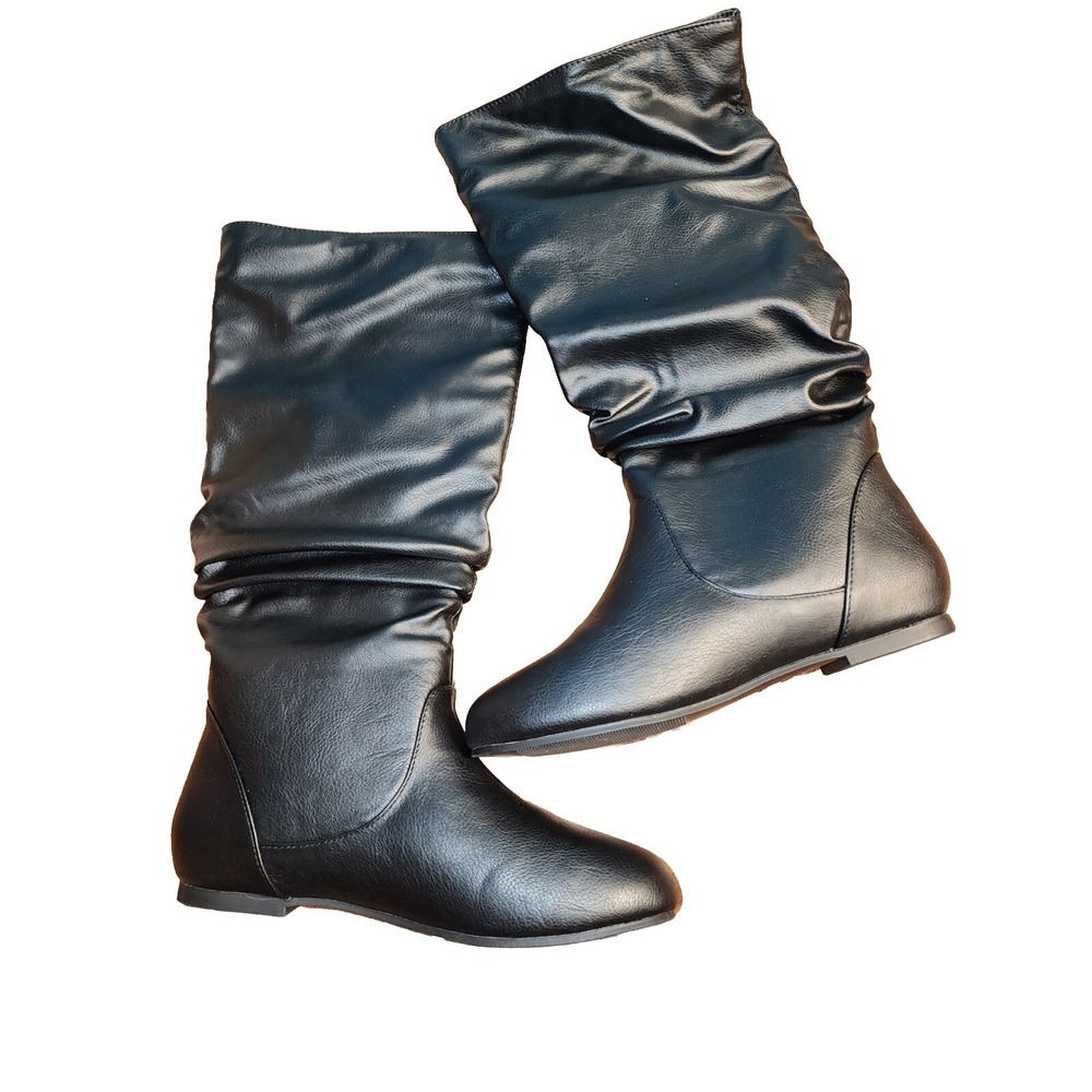 Journee Collections Boots Womens Size 6.5M Black Knee High Flats Faux Leather